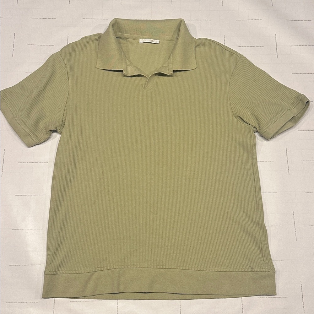 Zara Ribbed Johnny Collar Polo Shirt